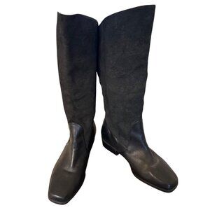 Suela Blk Embossed Leather Riding Boots  9w Biker Vampire goth Cowgirl Festival